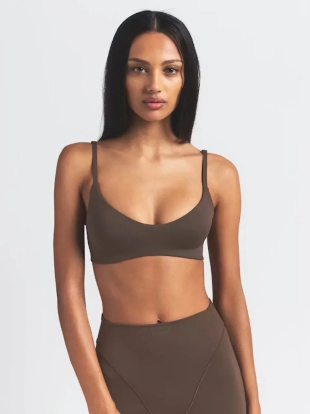 SKIMS Brown Scoop Back Sports Bra